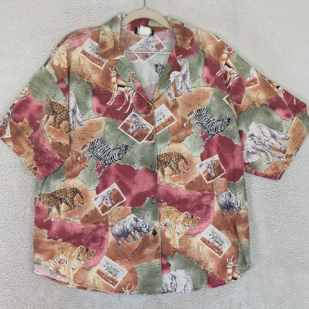 Caribou Vintage Unisex African Safari Button Shirt Size XL‎